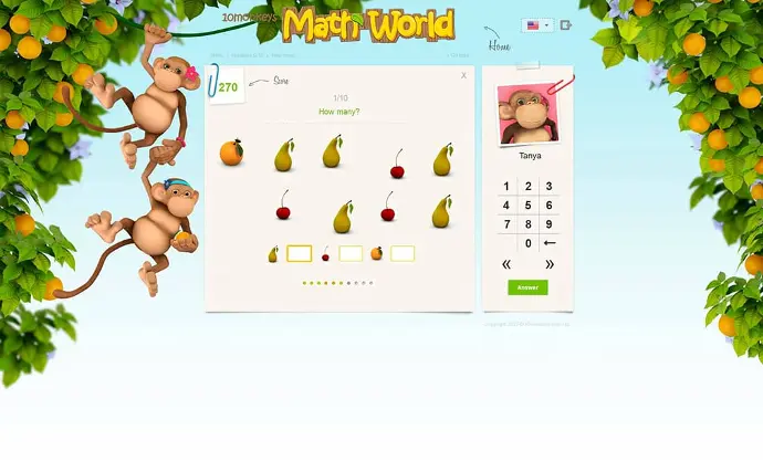 10 monkeys muesta el proceso de los niños