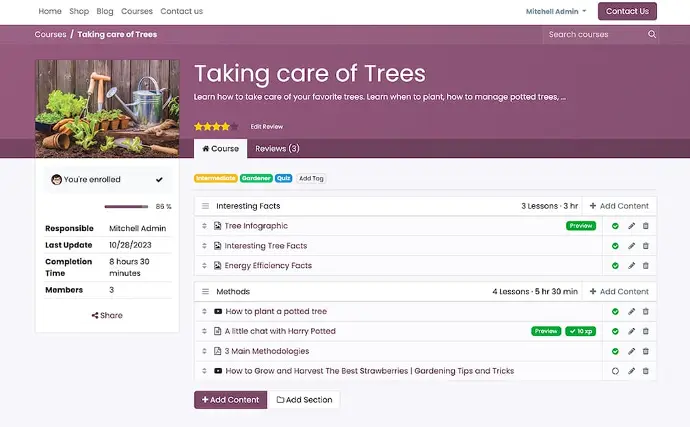 Interfaz de perfil de elearning el seguimiento y proceso de los videos tutoriales
