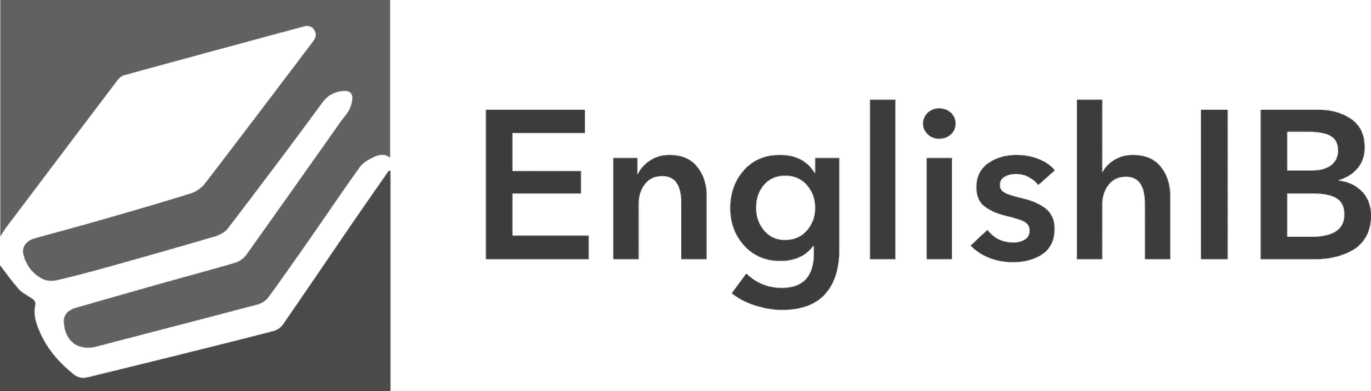 Logo de EnglishIB en blanco y negro o en escala de grises 