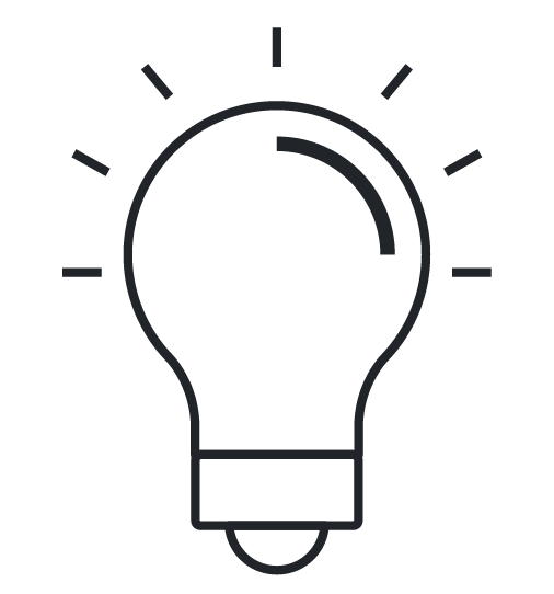 Icono de foco que expresa la tecnología e innovación